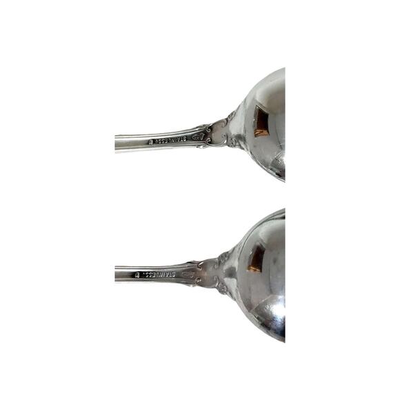 Vintage 2 Lyons Queens Fancy Serving Spoons Large Serve Ware Stainless Steel - Picture 4 of 10